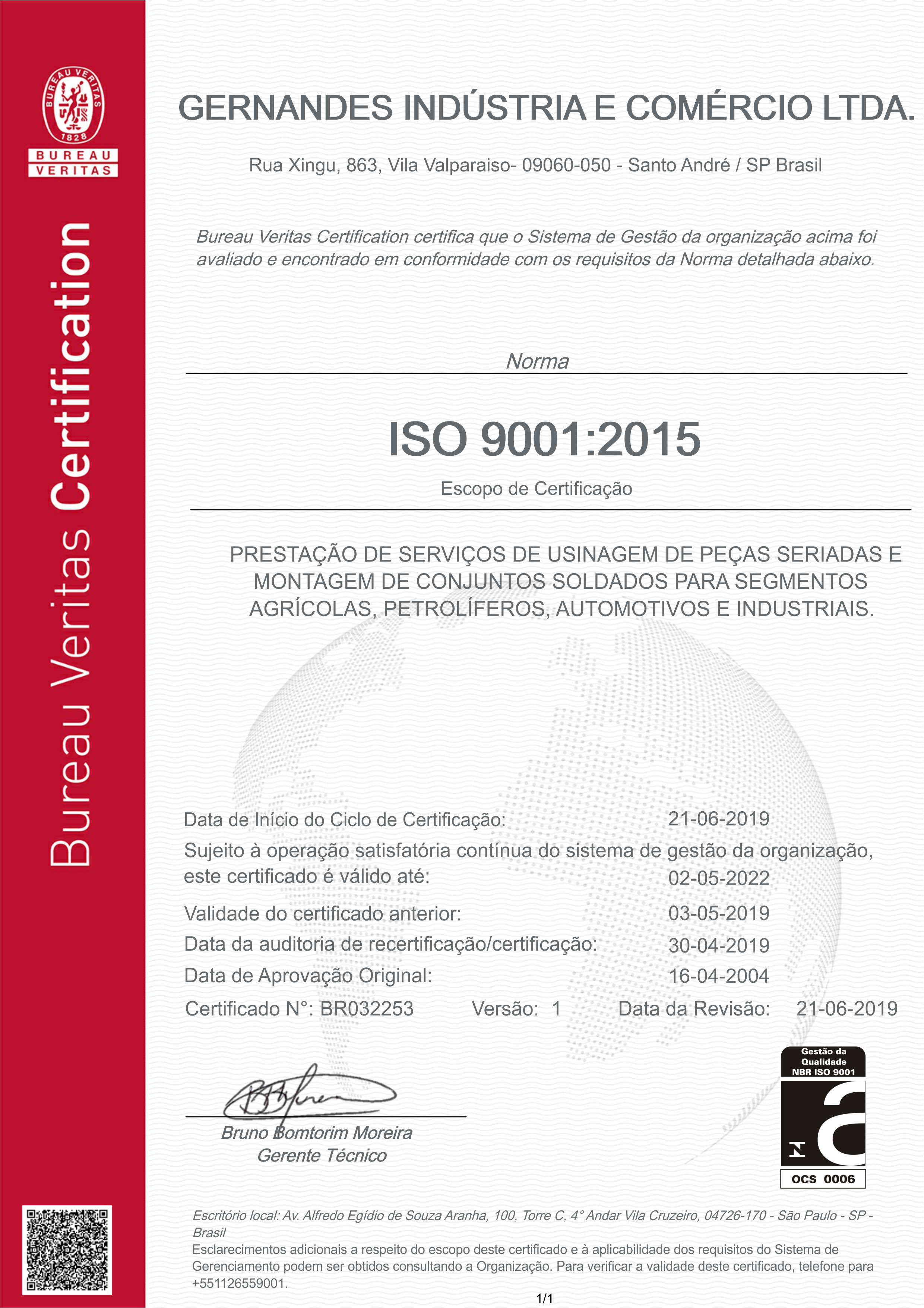 Certificação ISO 9001 GERNANDES